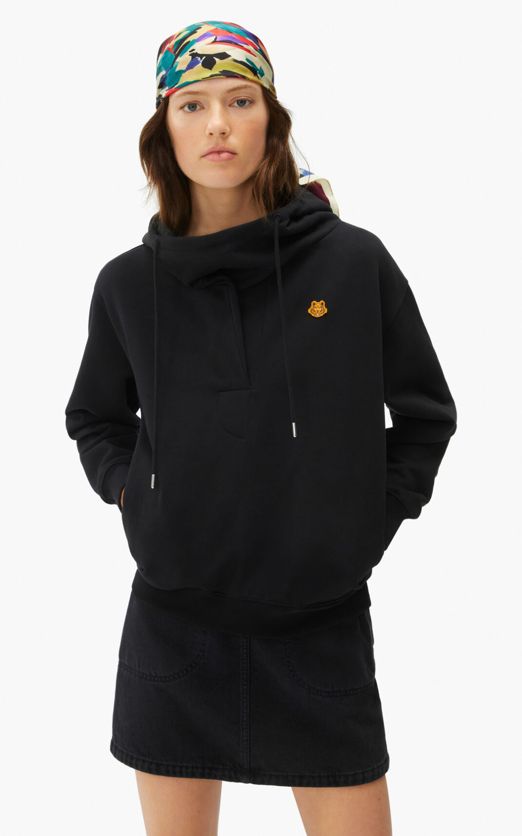 Kenzo Hooded cowl neck Ženska Puloverji S Kapuco Črna SI-8587473